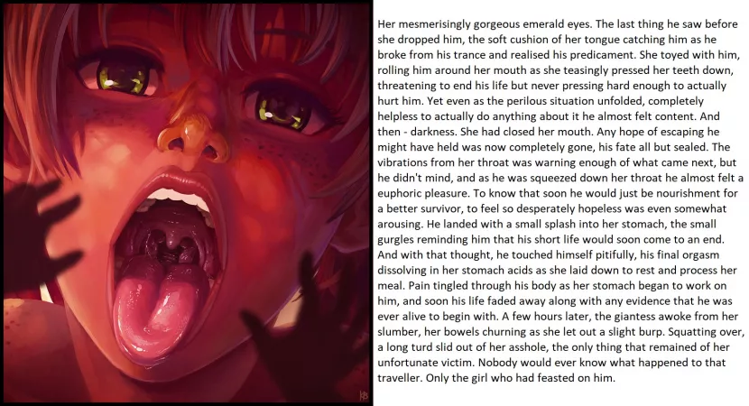 The Circle Of Life [caption] [oral vore] [digestion] [disposal] original artwork by Karbo