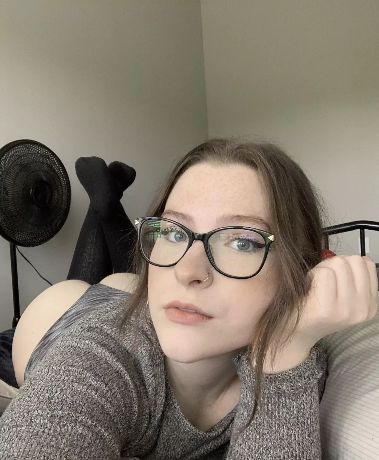 the glasses are the only thing that stays on while you breed me! the glasses are the only thing that stays on while you breed me!