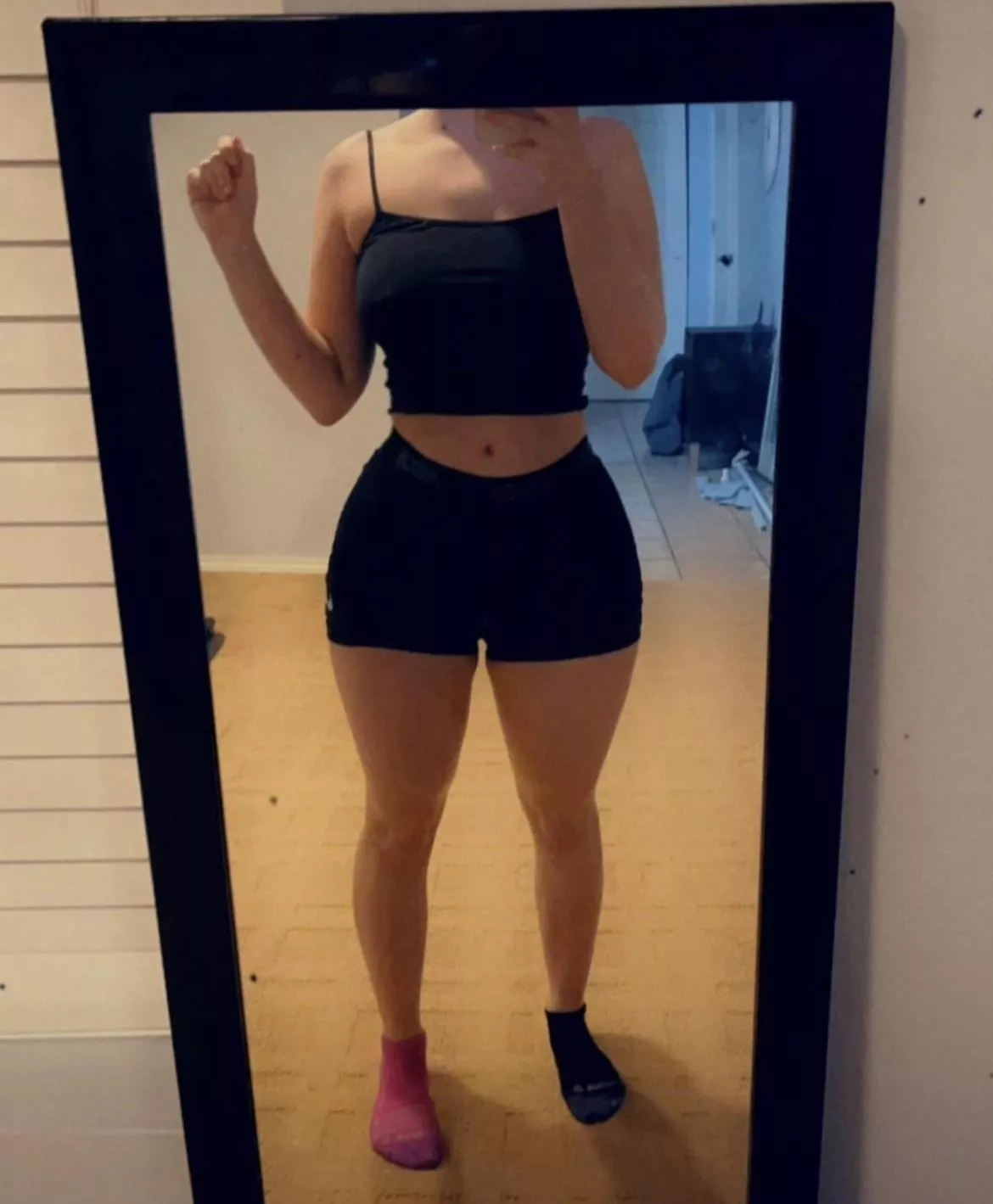 The mismatch socks are a part of the look 💖🖤