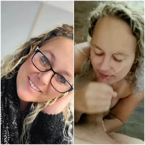 The selfie she sent me before a night out, and the picture I got this morning.