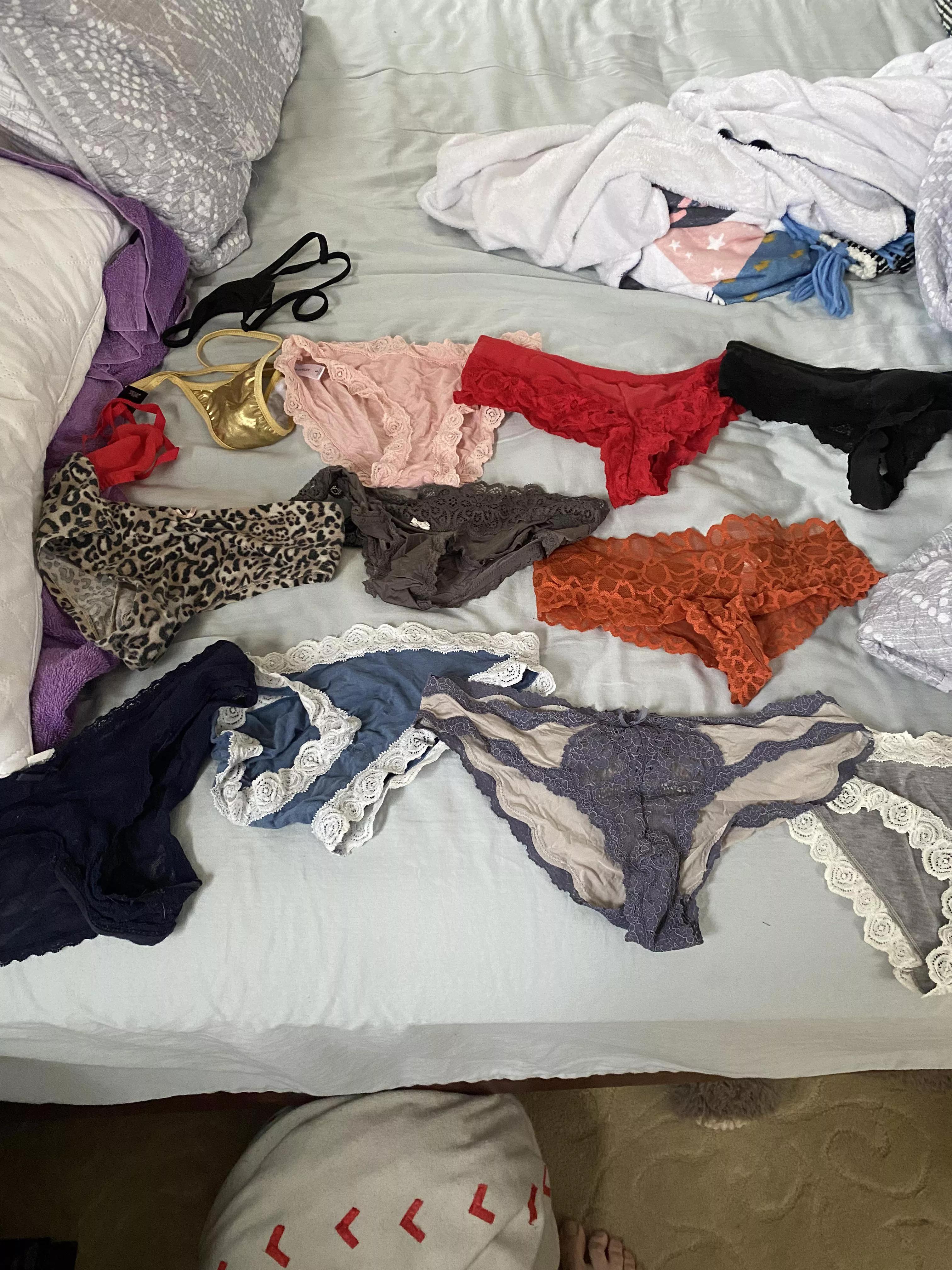 The start of my new collection! Wife’s old panties she said I could have 😊❤️ The start of my new collection! Wife’s old panties she said I could have 😊❤️