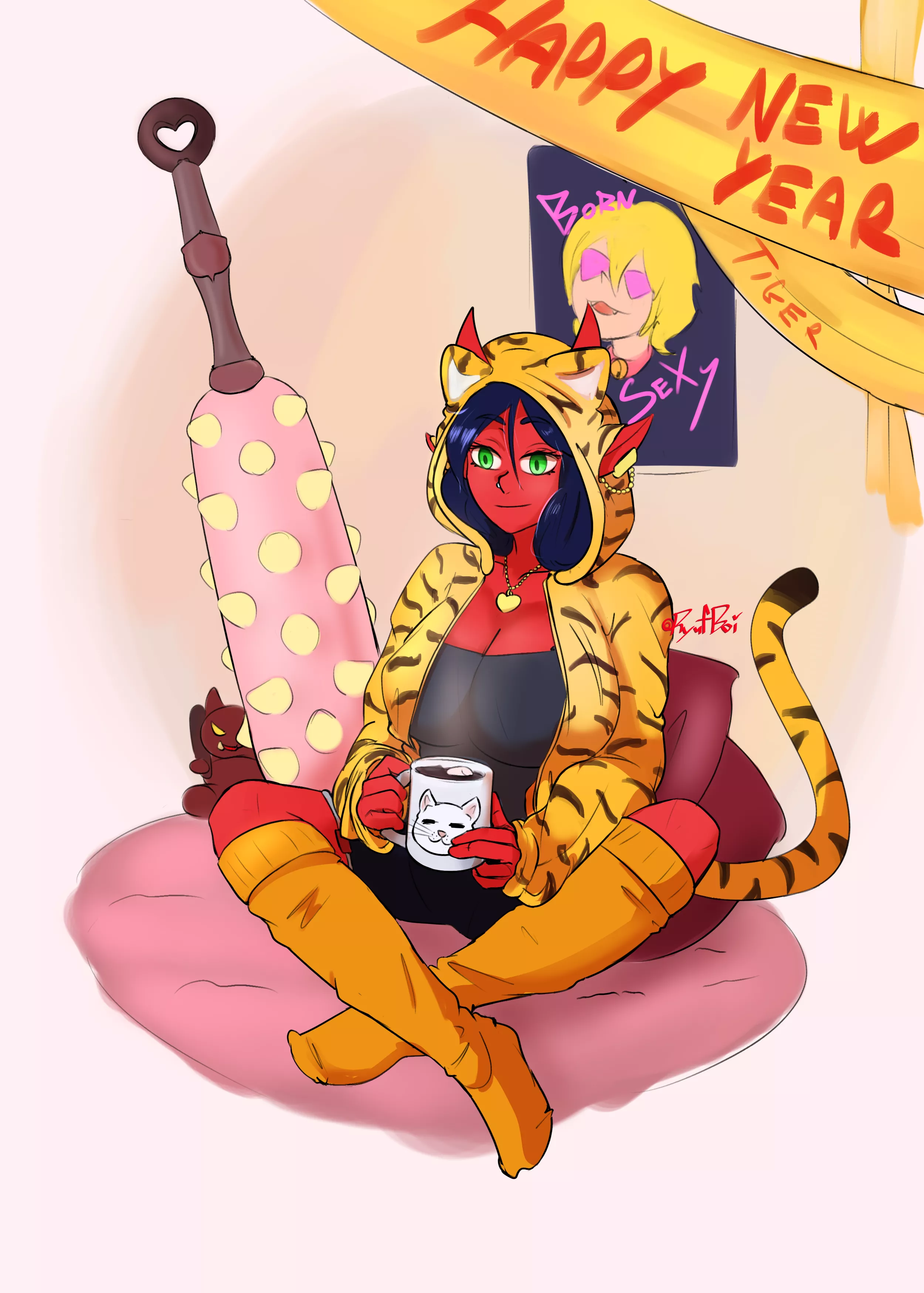 The tiger pattern really fits an Oni, don't you think?