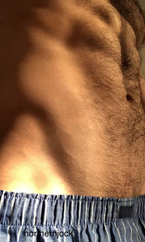 The view from your knees of my furry athletic body