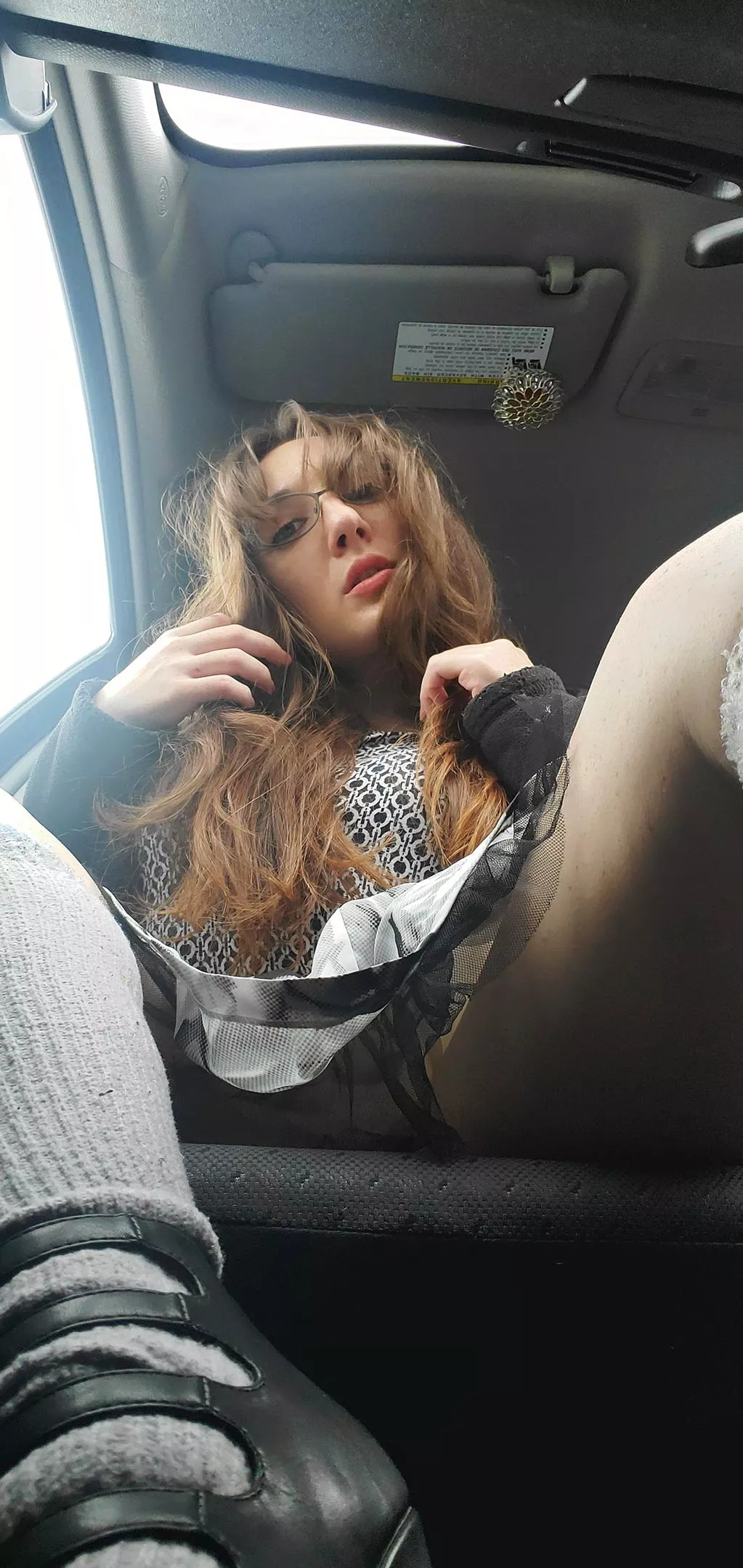 There's not enough seating in this car. I'll have to hide you under my skirt. ;)