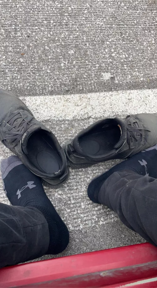 they were steaming outside in the cold after a long sweaty day in the warehouse 😈