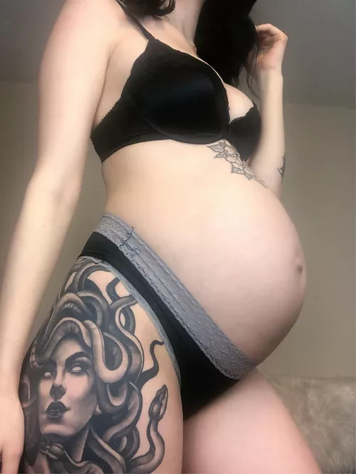 Thirty-six weeks. Just filmed a masturbation video, let me know if you’re interested! 🌸