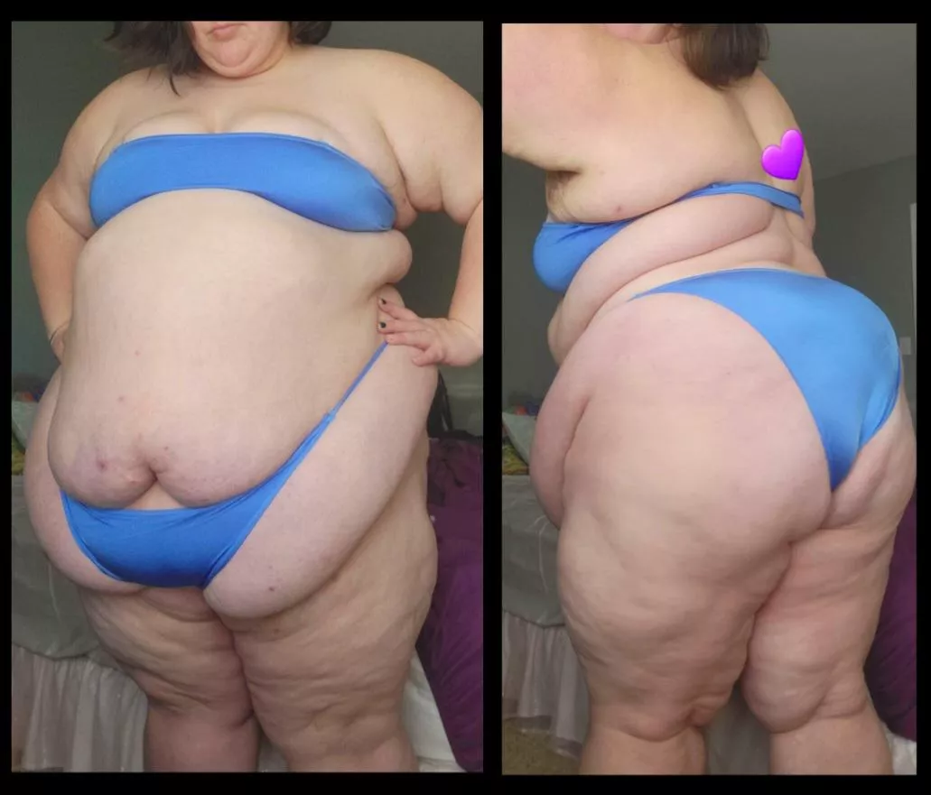 This bikini just keeps getting tighter and tighter on my huge belly and ass and I love it!😍💫🍑