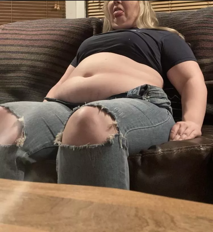 This couch potato is slowly just becoming the couch 😅 #OutOfShape #stuffed