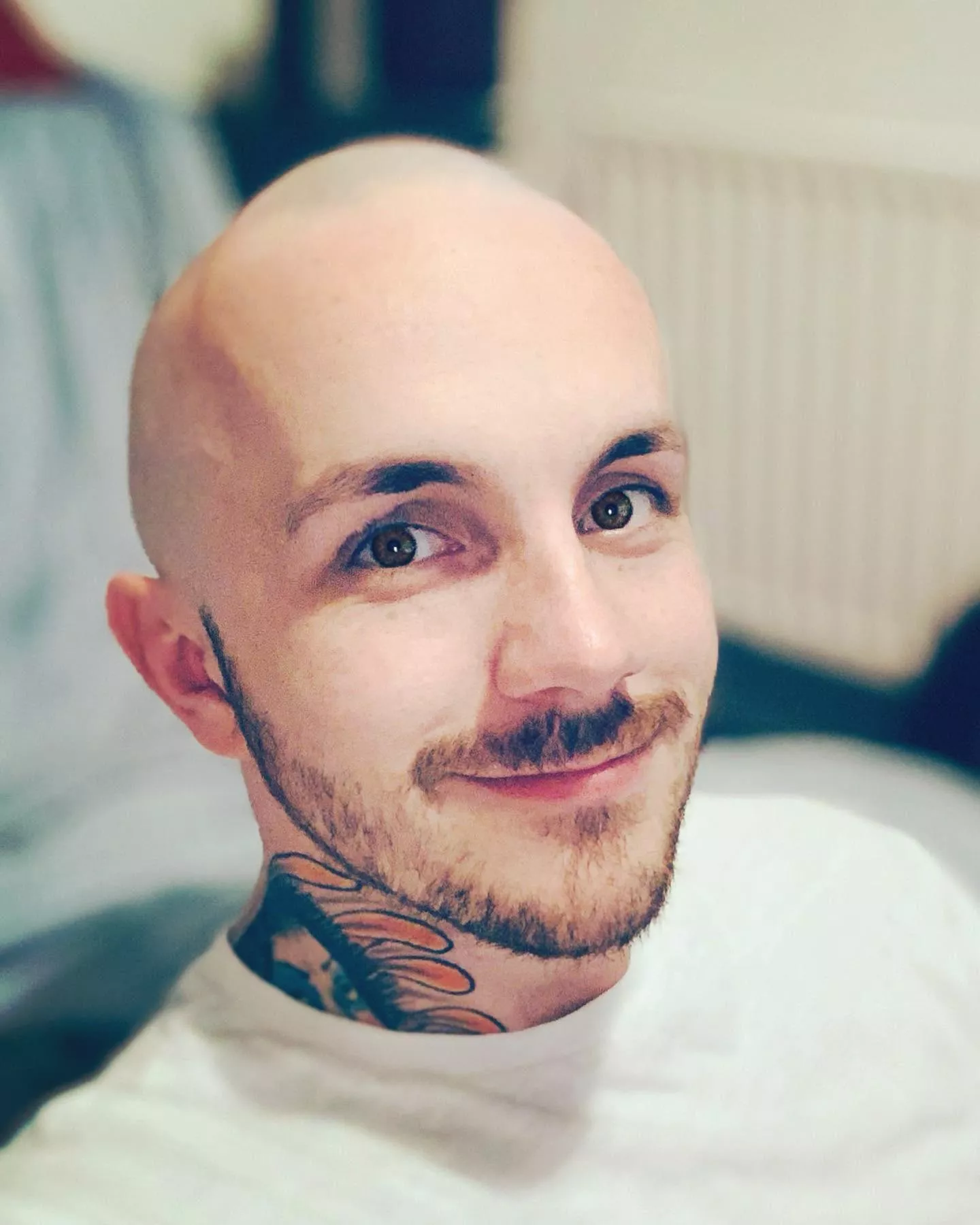 This is my favourite selfie. Taken in 2020, it is my first selfie after finally shaving my head following years of low confidence caused by hairloss. The confidence boost this gave me was insane, and Iâ€™d recommend it to anyone in a similar position! âœ