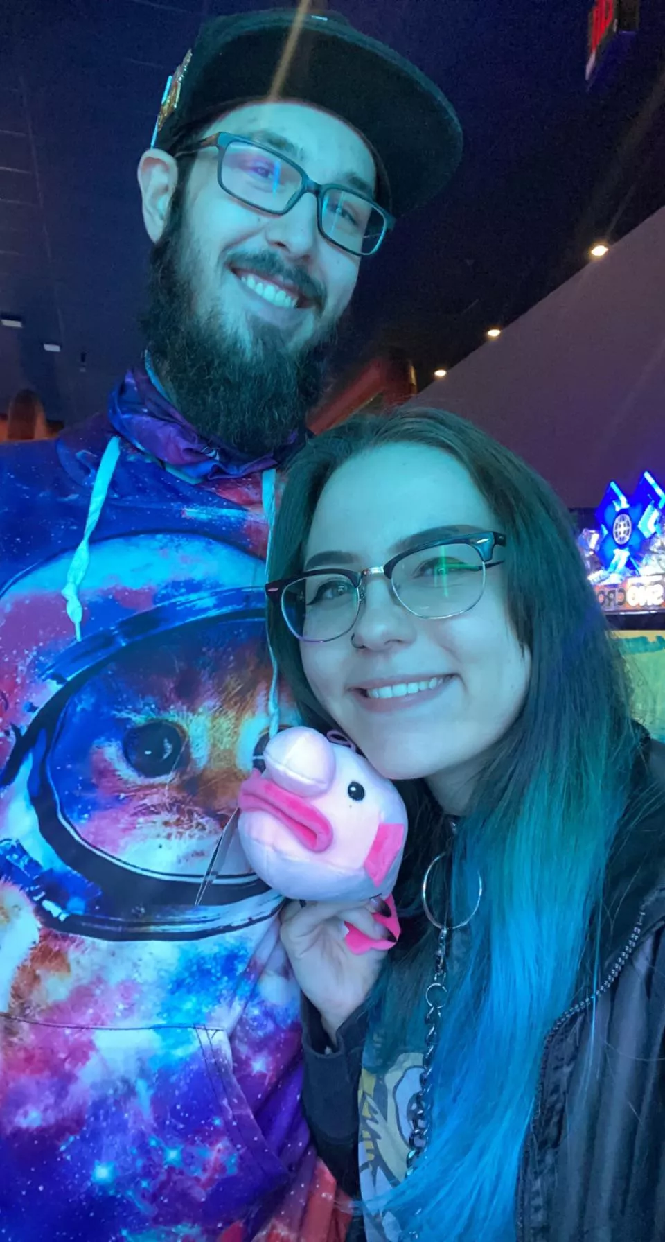 This is my first post on this thread and Reddit all together! Last night my daddy took me out to play some games and he won me a stuffie! I love this ugly little blob fish so much, we named him Buster ☺️💕🌈