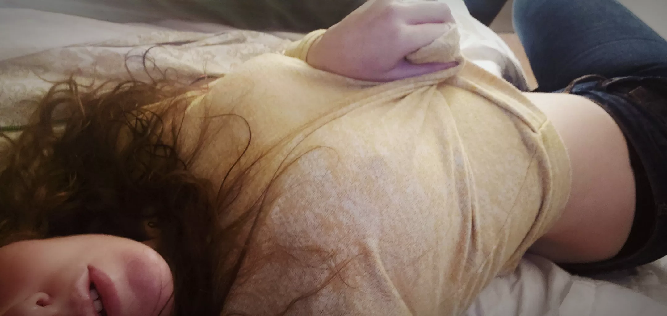 This material is so soft and stretchy. Would you saturate it & suck my hard nipples through it for me?