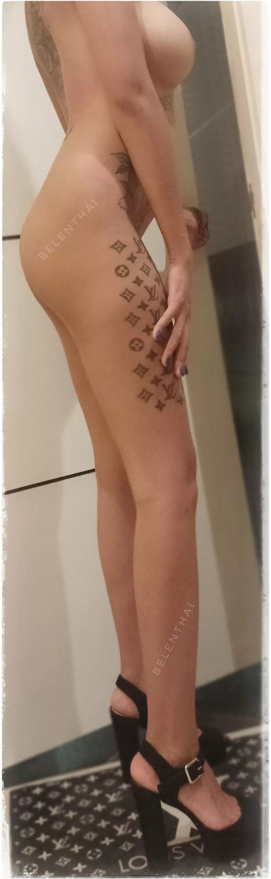 This my skinny Asian legs high heels just now x