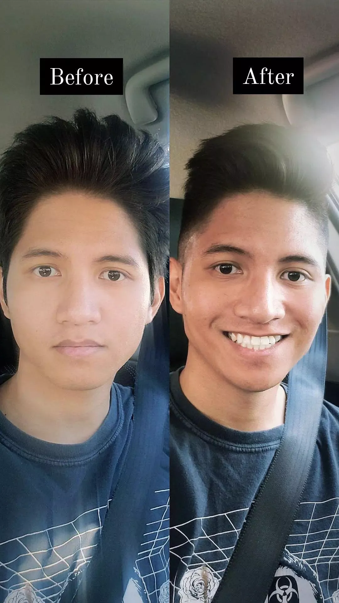 This was me before and after I got a haircut today!