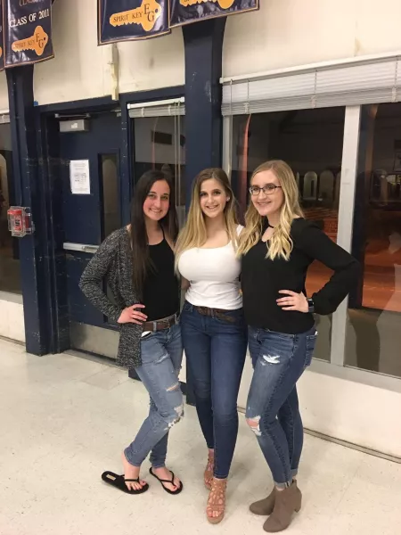 Three shy girls, one has huge boobs and the others don’t