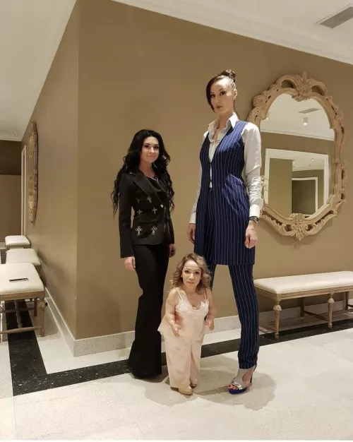 Three women of different heights.