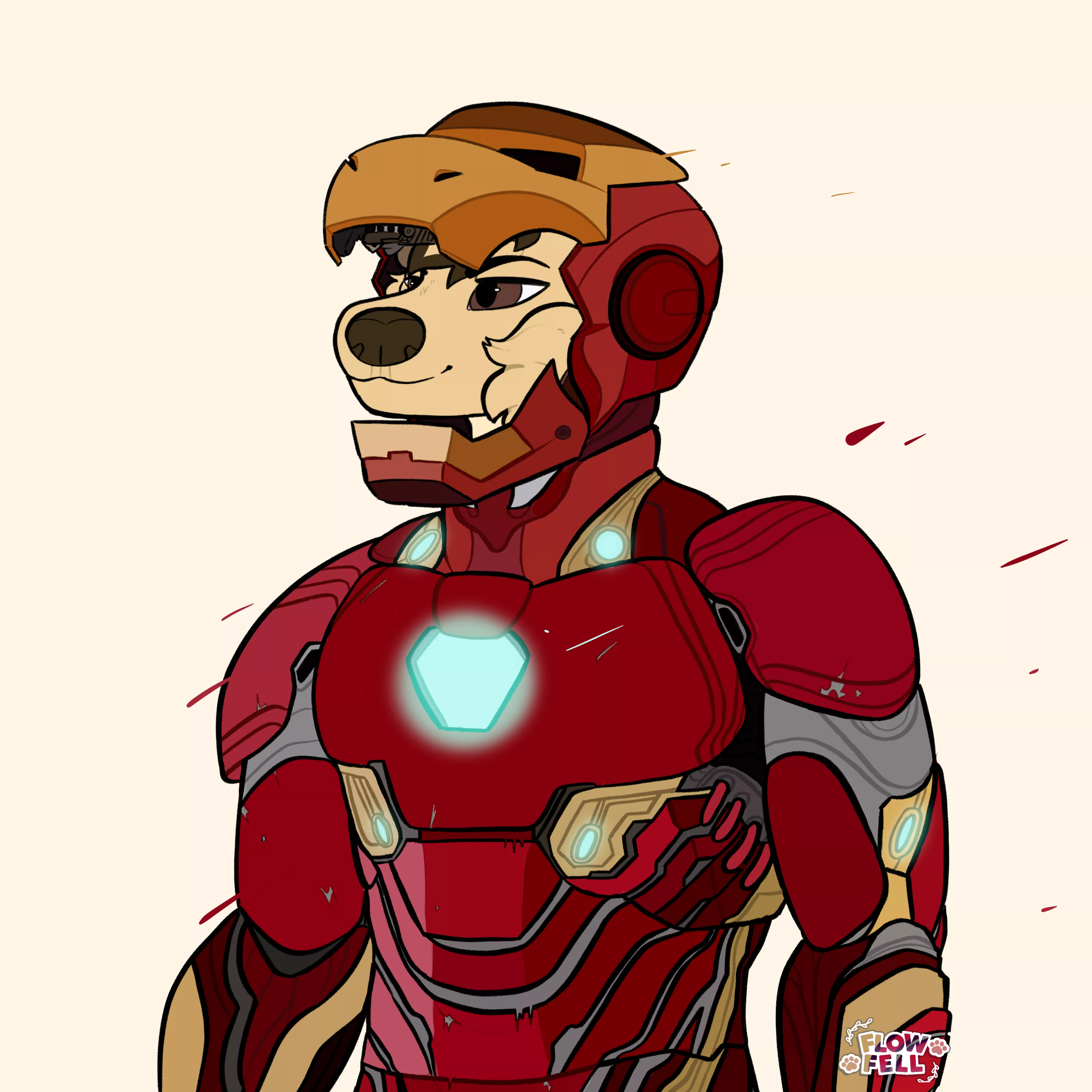 Tony bark, iron dog//art by me @flowfells on twitter