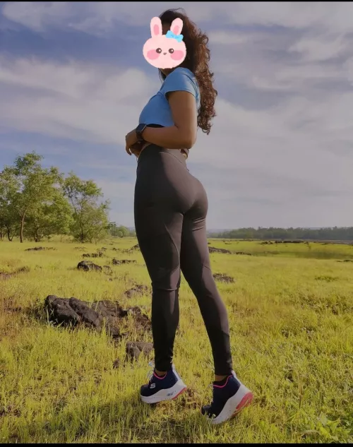 Too shy to show face, but not my ass in yoga pants.