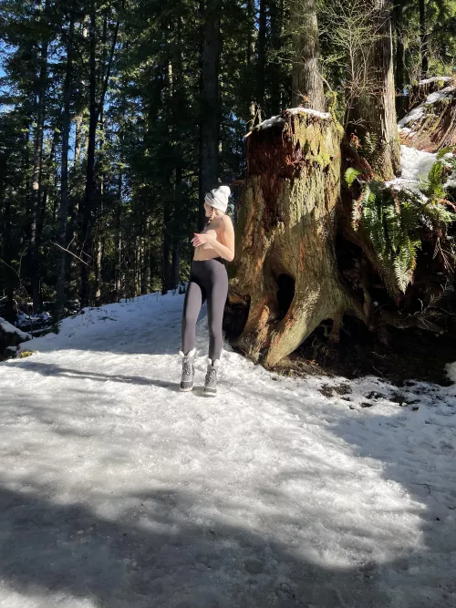 topless on a public hiking trail