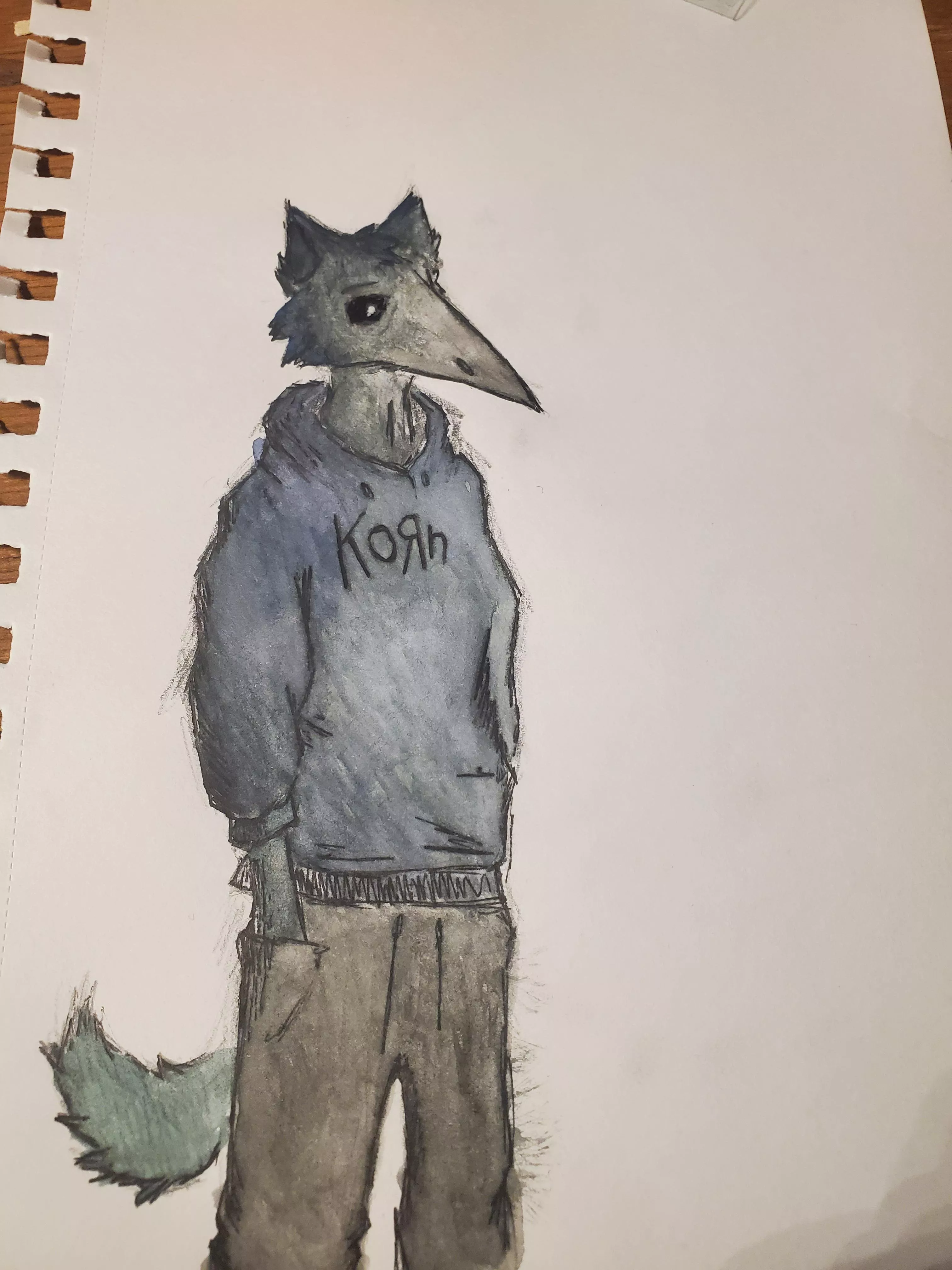 Tried to paint my sona with water color, didn't turn out how I wanted but still looks neat.