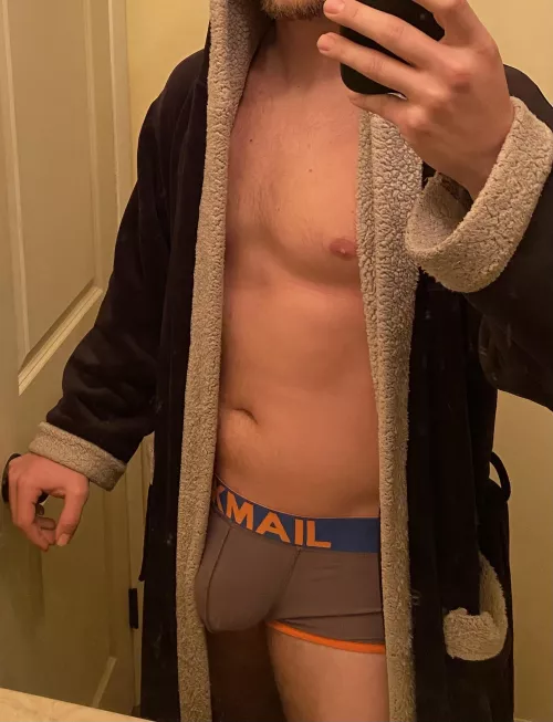 Trying on a new pair.