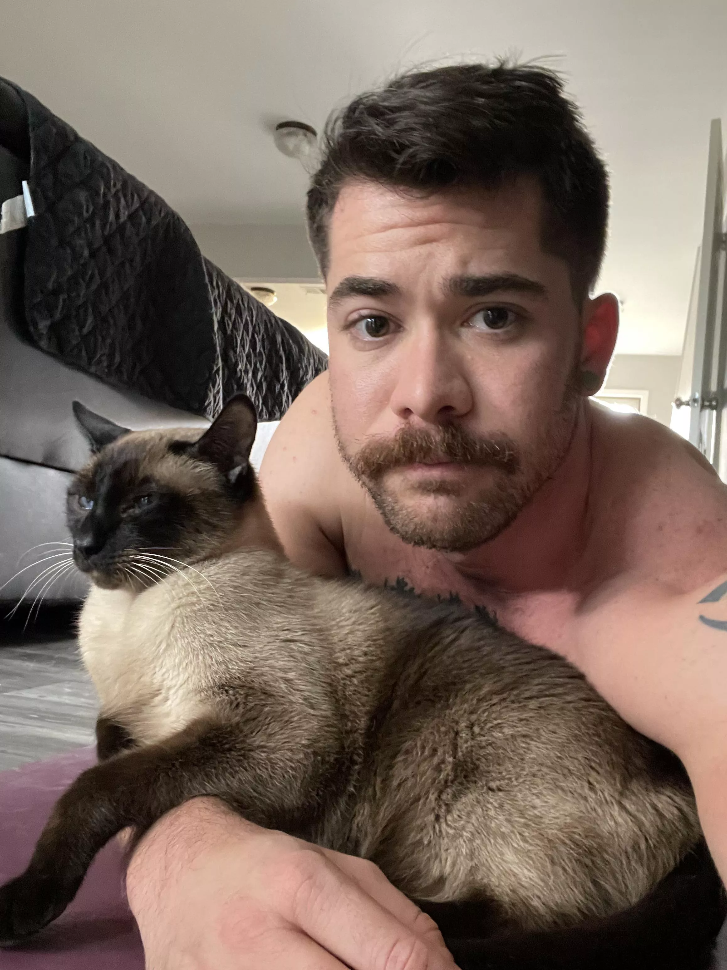 Trying to do yoga but the cat wanted snuggles Trying to do yoga but the cat wanted snuggles