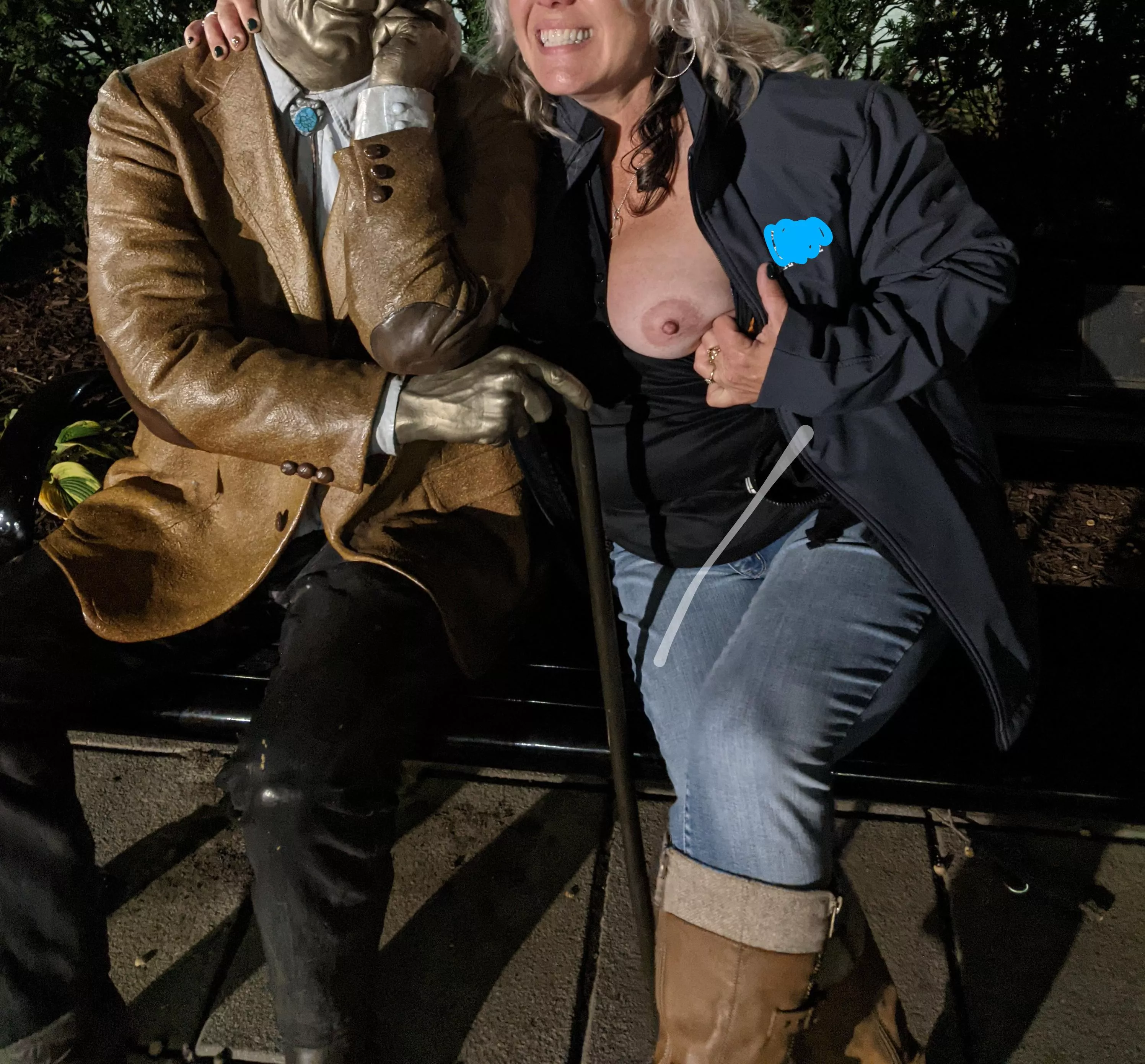 Trying to make friends on the park bench Trying to make friends on the park bench