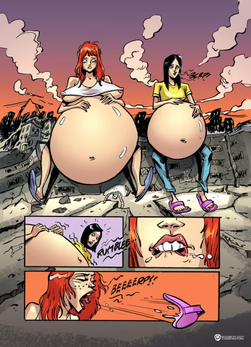 Two Giantesses, One City (GTS, vore, same size vore, vore belly)