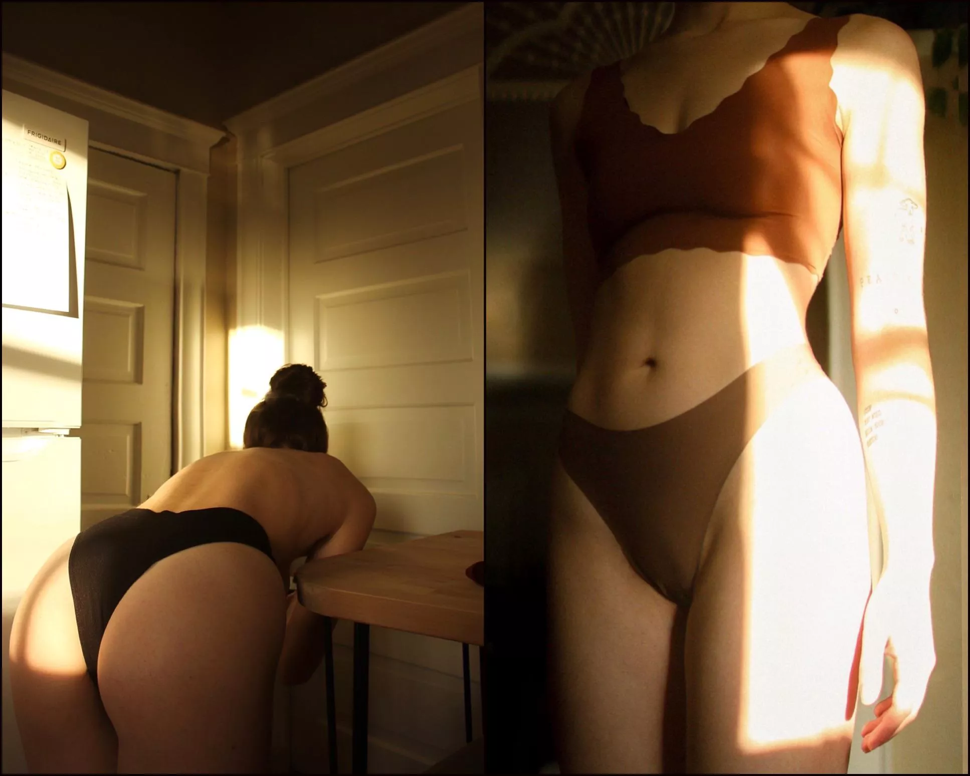 two sunny self portraits a mont or two apart