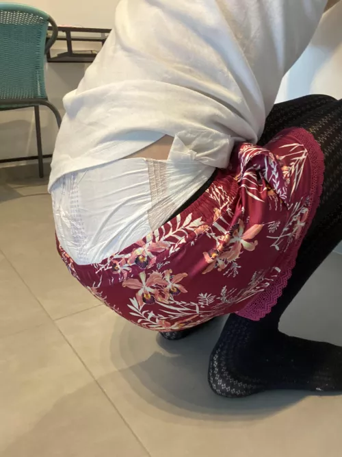 Uh oh do you think sheβs making a surprise for me in her diaper ?