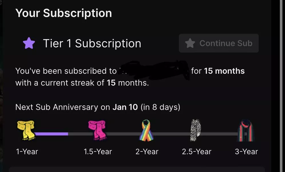 Unable to “Continue Sub” - any help appreciated. Still able to gift a sub, but can’t add on to my subscription. Twitch support is… lacking. Didn’t find anything in search bar. Any ideas?
