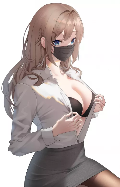 Unbuttoning her Shirt