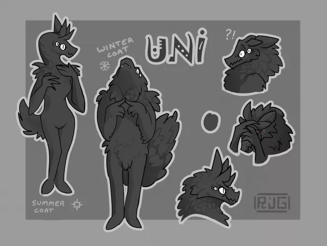 Uni the slightly mysterious wolf (Art by me)