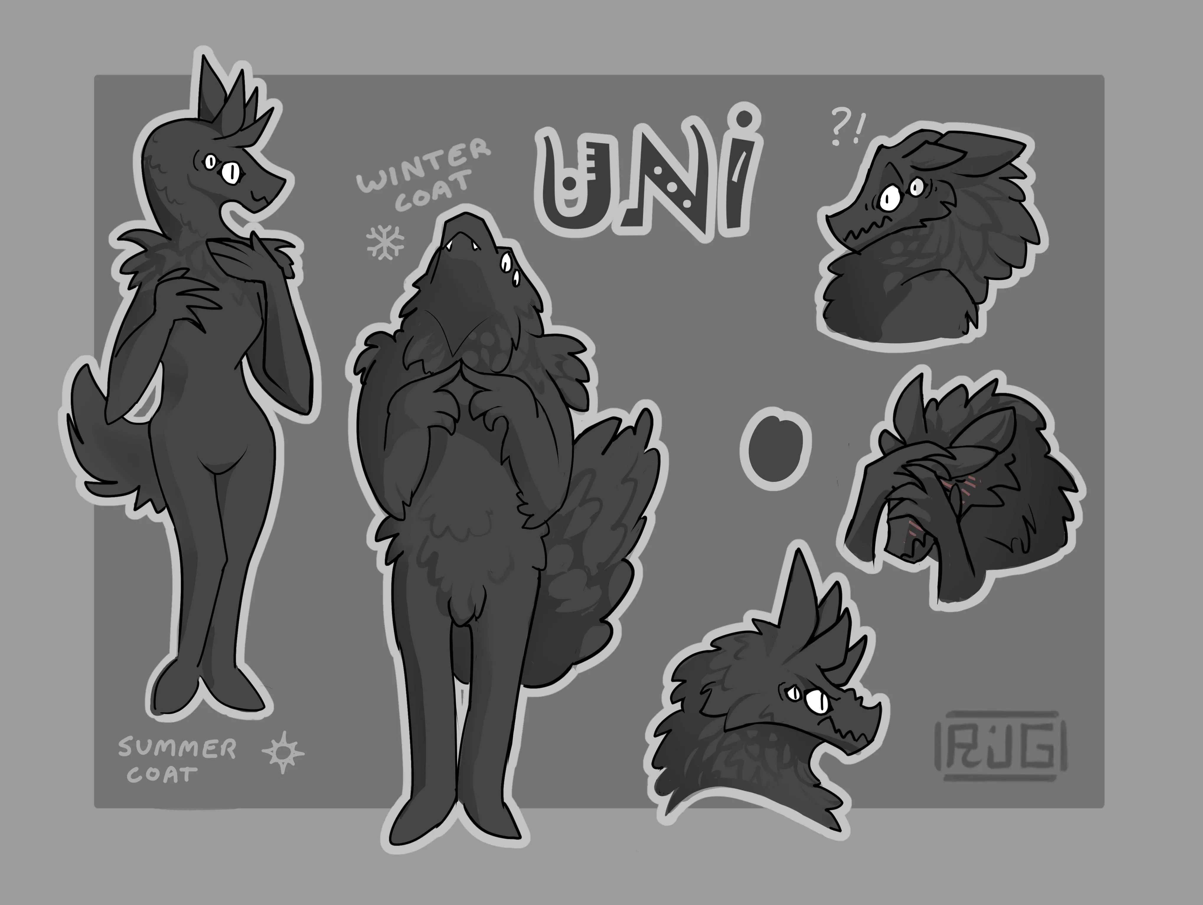 Uni the slightly mysterious wolf (Art by me)