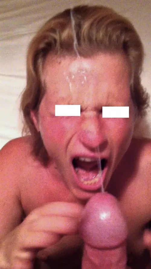 Unloading on Kati's cumslut face