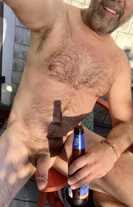 Unsuccessful in getting my handsome neighbor to hang out like this…the beer is good though.