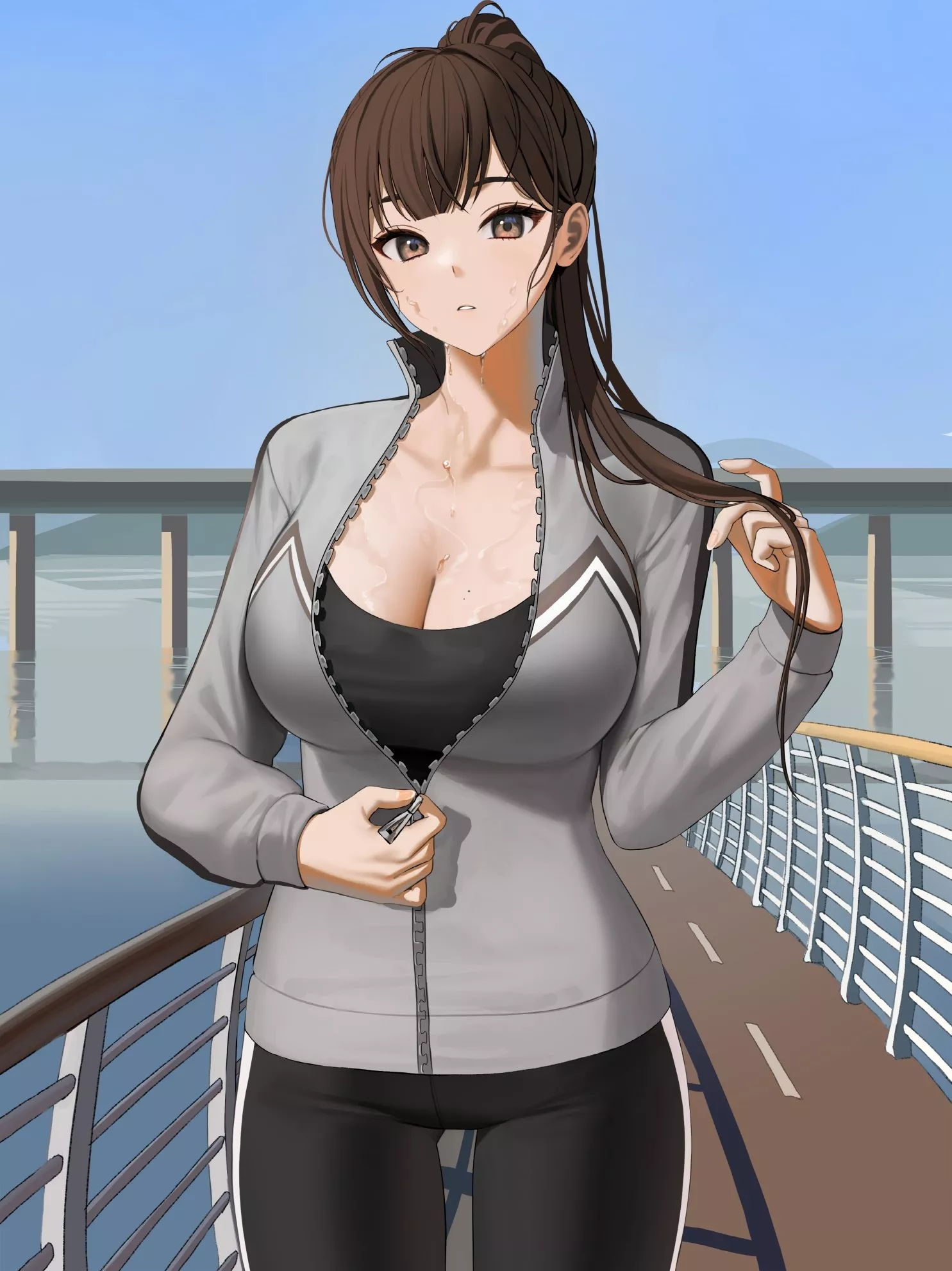 Unzipping her Jacket [Original]