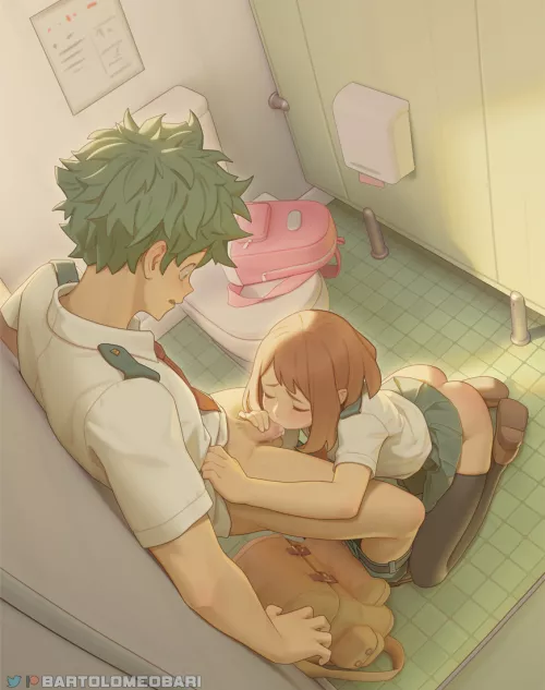 Uraraka's blowjob treatment for Deku