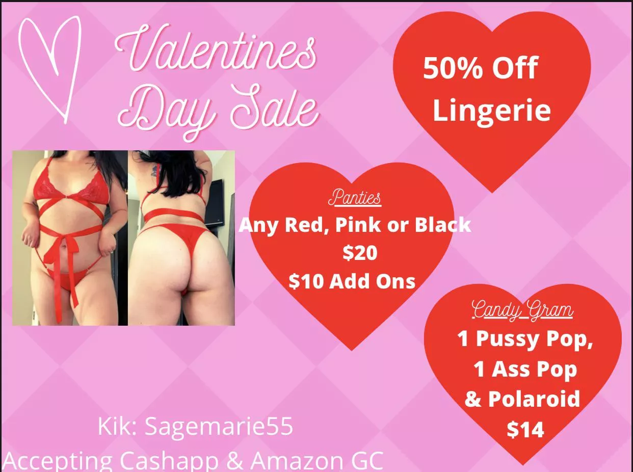 ❤️Valentines Day Sale With Sage❤️ [Selling] $20 Panties 💦 Add Ons Available | Half Off Lingerie And $14 Candy Grams 🍭 Will You Be My Valentine 💌