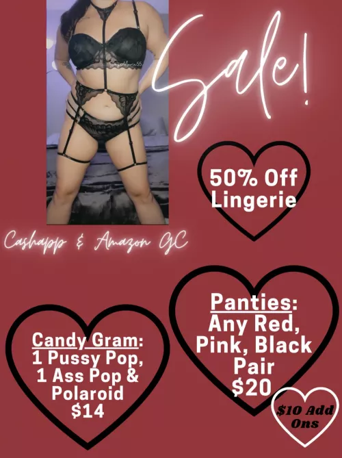 ❤️Valentines Day Sale With Sage❤️ [Selling] $20 Panties 💦 $10 Add Ons Available | Half Off Lingerie And $14 Candy Grams 🍭 Will You Be My Valentine 💌 Kik: Sagemarie55