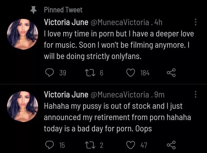 Victoria announced her retirement.