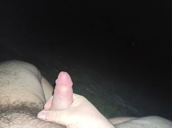 Wanking my small cock out in the cold night