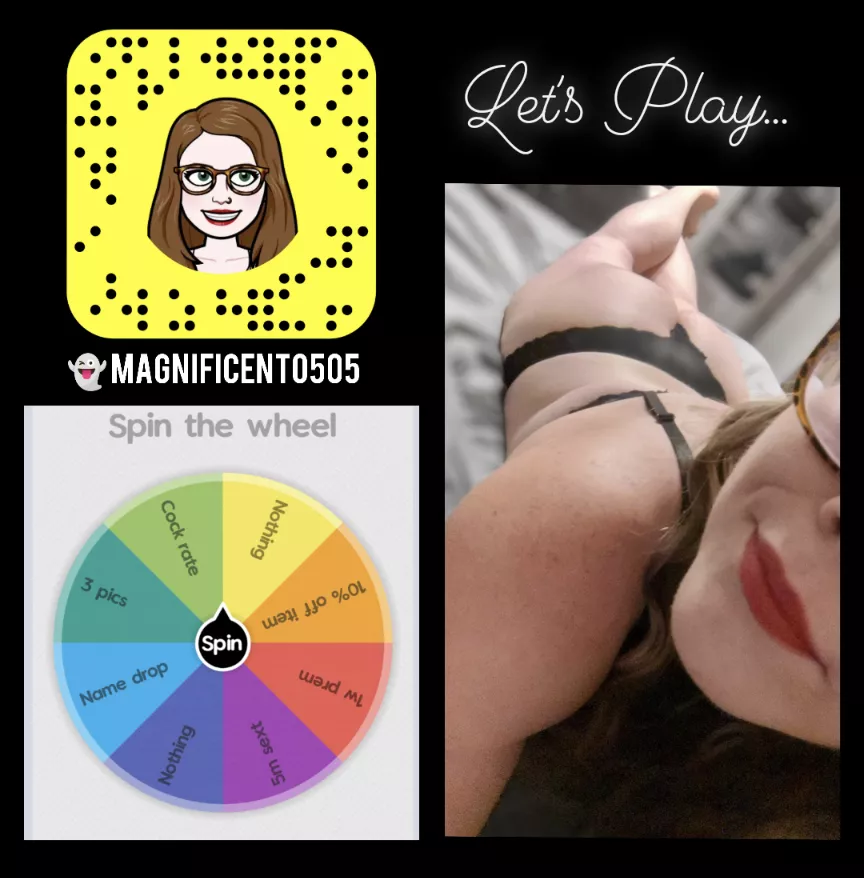 Want to play a game?!🎰 $5 to spin. [Selling]💕AVAILABLE NOW💕Lactating MILF for sexting sessions, live pics, video clips, GFE, and premium Snapchat.🖤 Worn items available‼️Fetish Friendly‼️ [KIK] M3GNIFIC3NT 👻 Magnificent0505