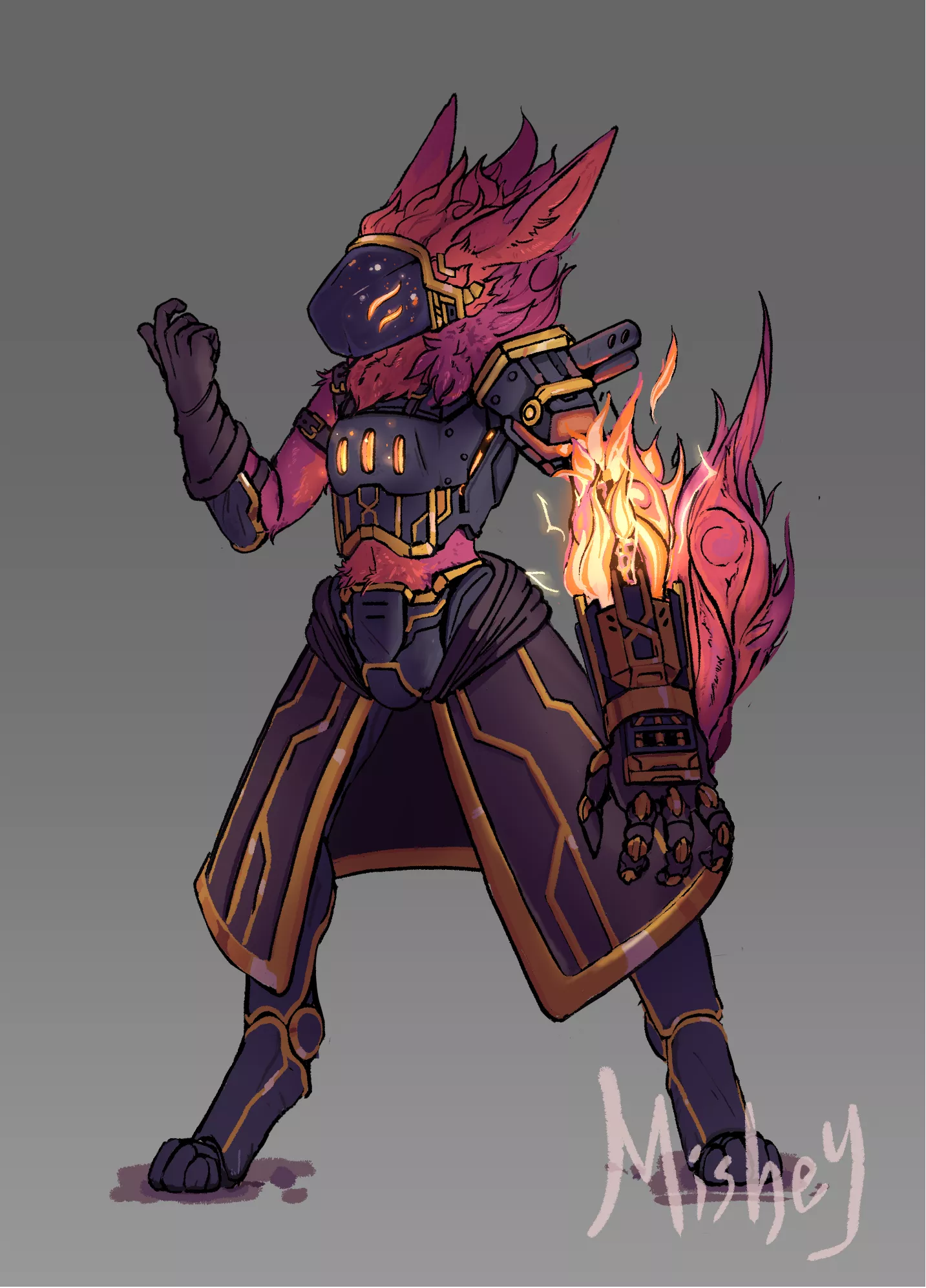Wanted to do a fantasy take on protogens! 🧙 (by me, @mishey_s on Twitter)