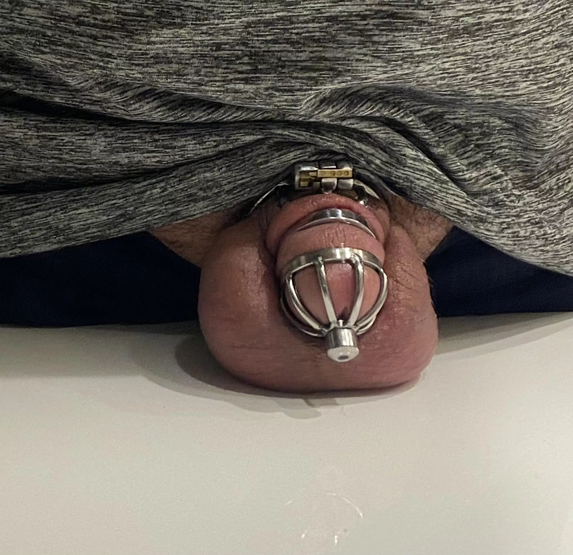 Was ordered to wear this cage with plug while the wife went to girls day/night.