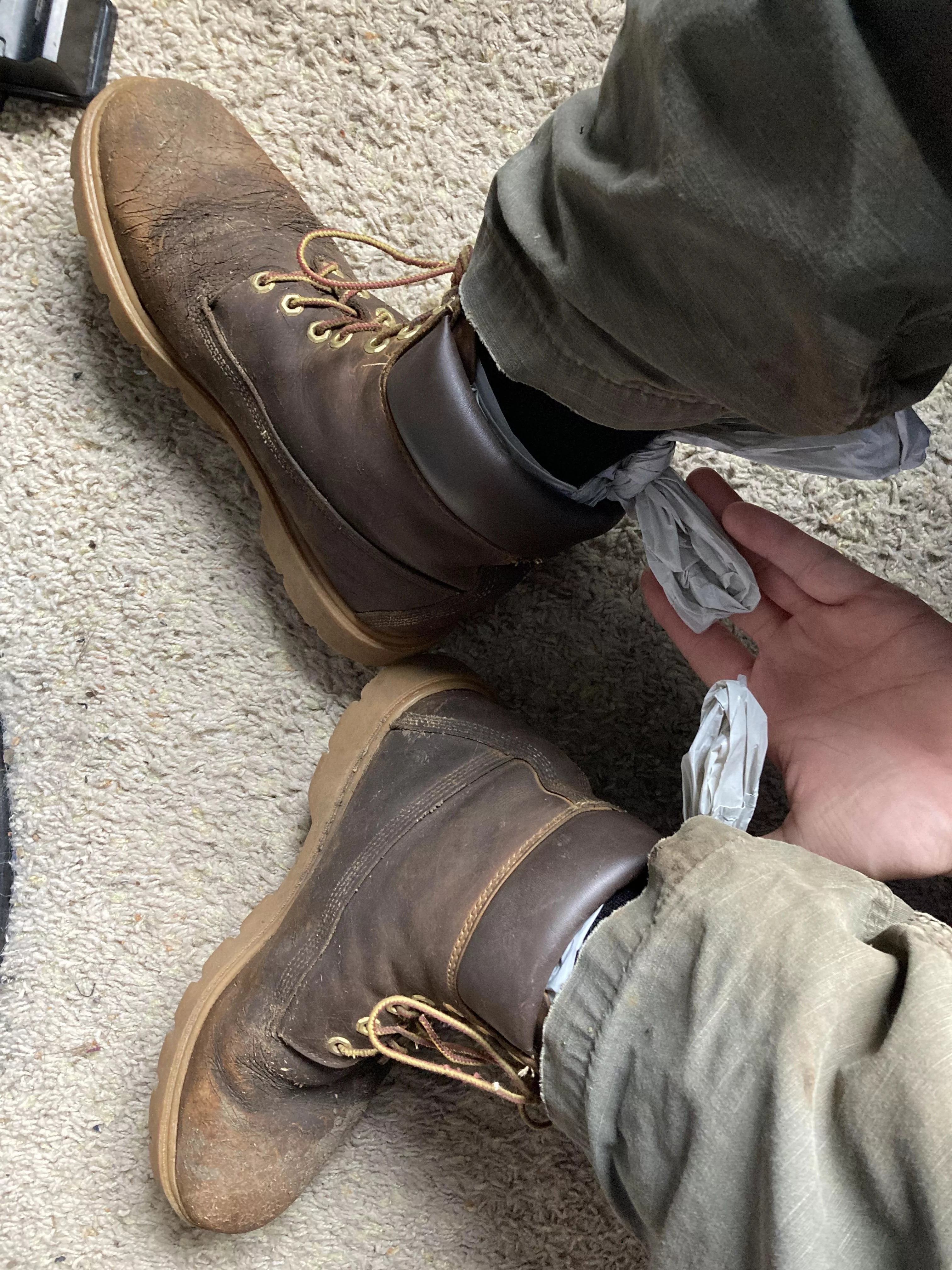 Waterproof timberlands be like… fuck mass produced boots!