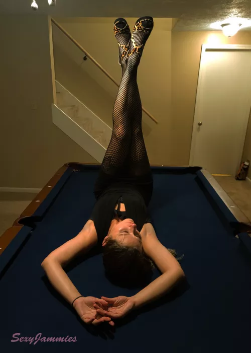 We conquered the pool table after everyone went to bed.