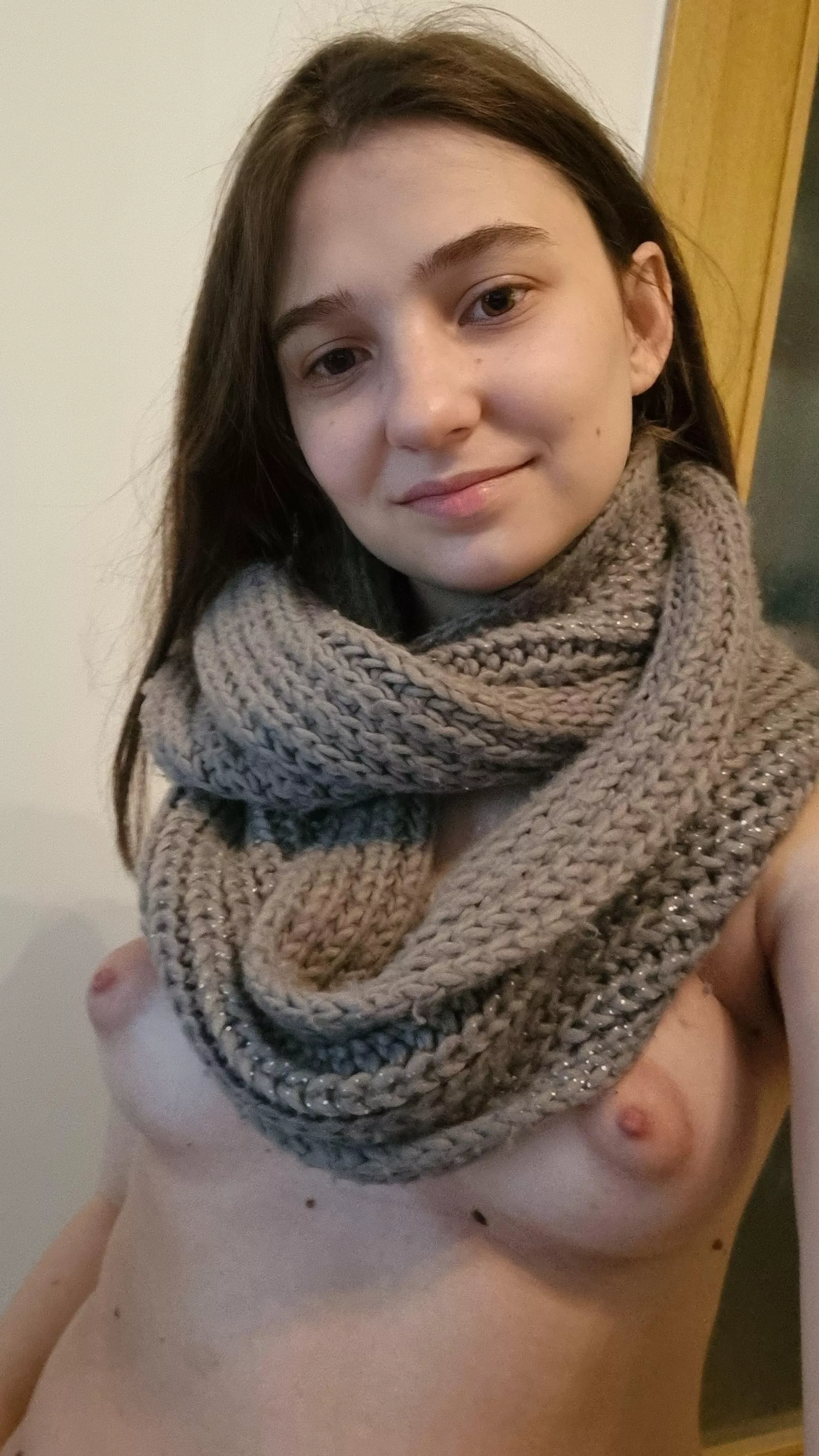 Wearing only my scarf today 😅