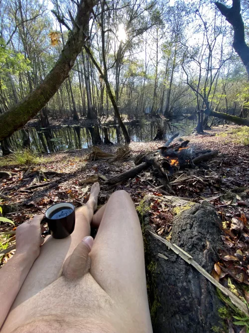 Welcoming the sun with a hot cup o’ joe by the fire, it’s gonna be a good day!