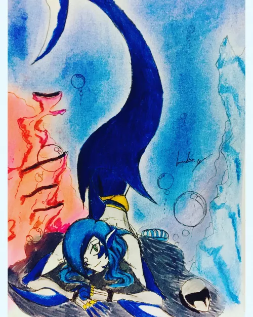 Well it’s not a kind of porn, but I want to show this drawing of my OC “Annie the mershark” I hope you like it