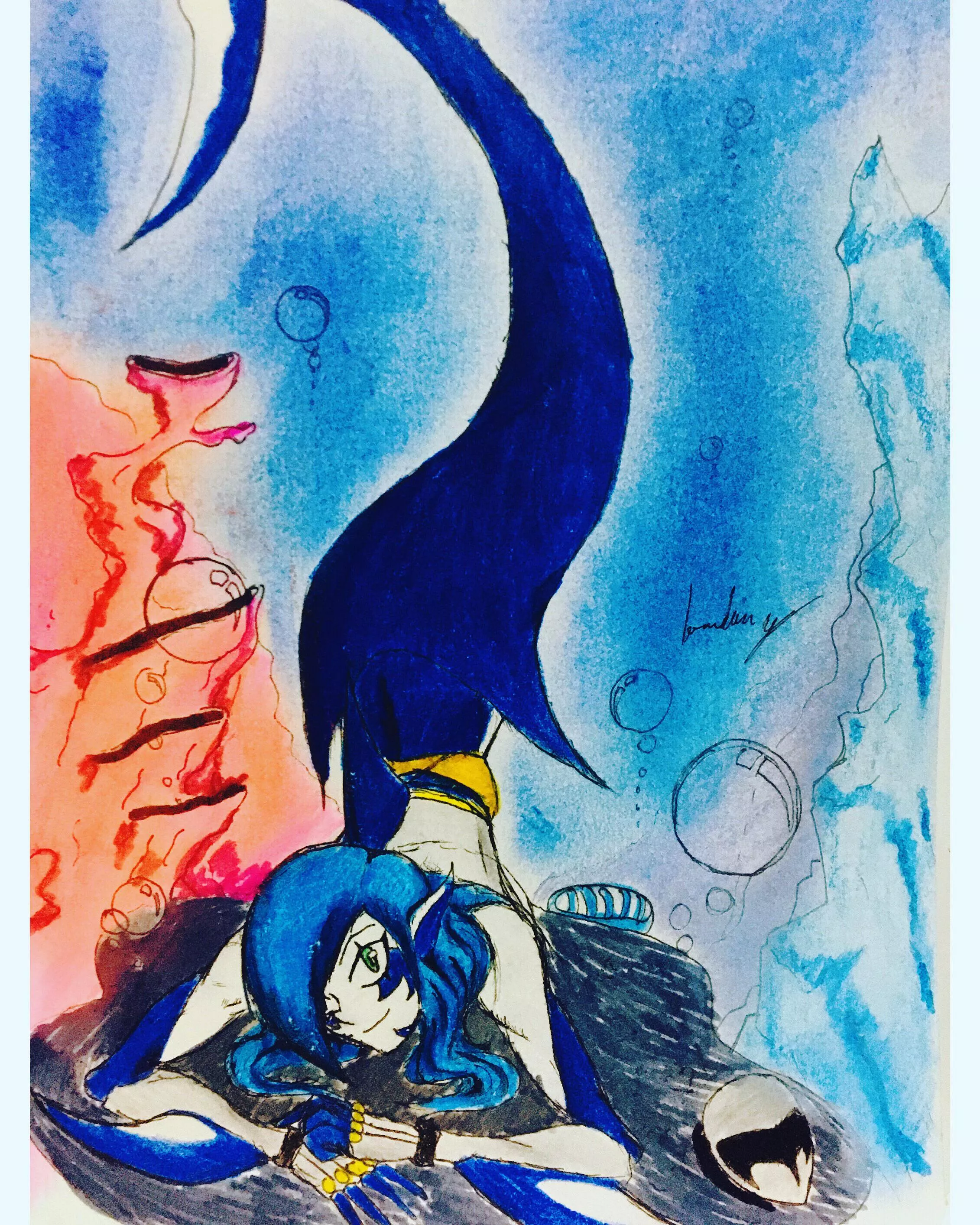 Well it’s not a kind of porn, but I want to show this drawing of my OC “Annie the mershark” I hope you like it